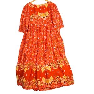 Only Necessities 3X Cotton Bib Front Lounger Paprika Folk Floral House Dress